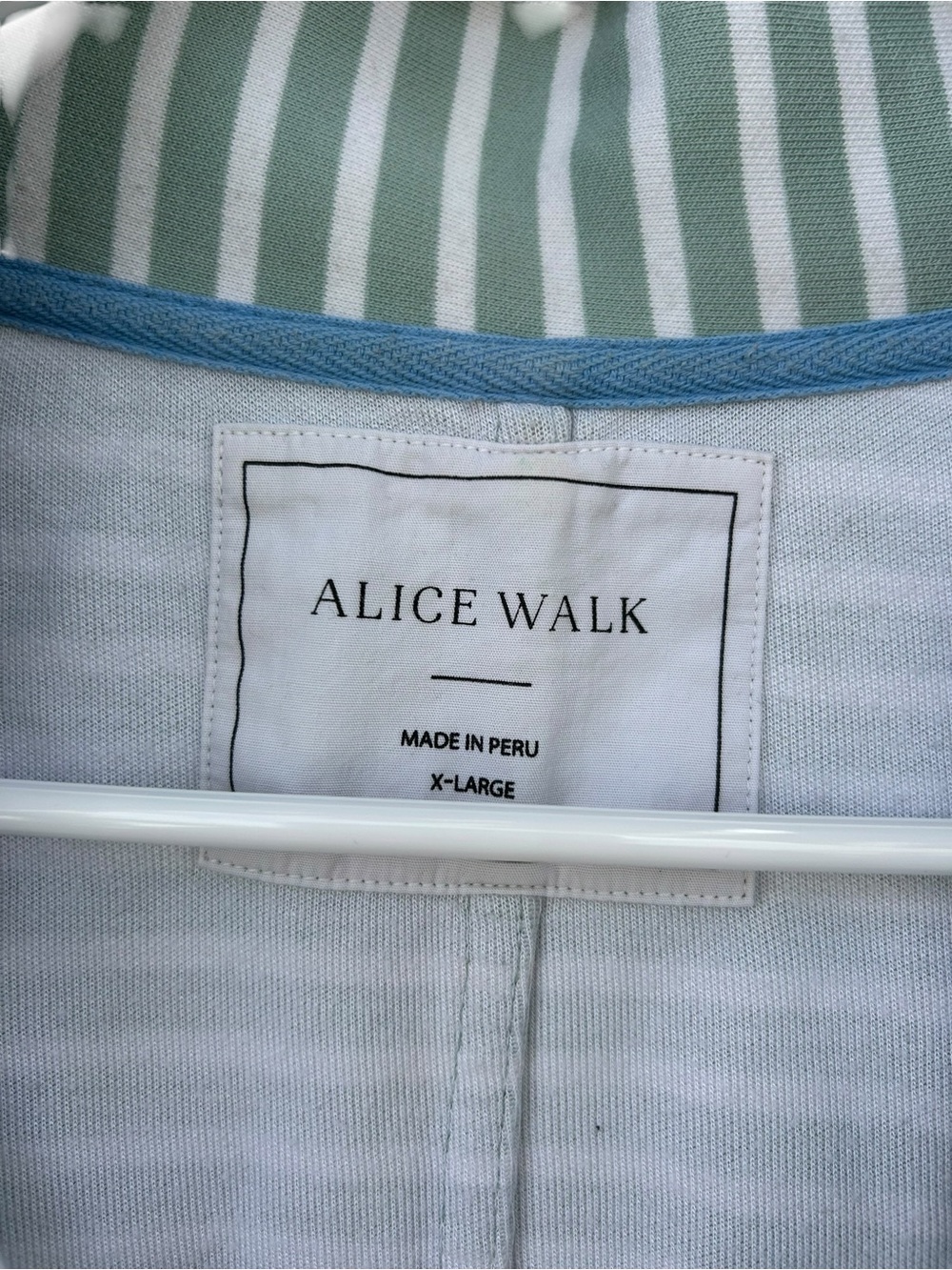 Alice Walk Striped Half-Zip Pullover in Sage and White - Size XL - Peruvian Pima - Picture 5 of 10